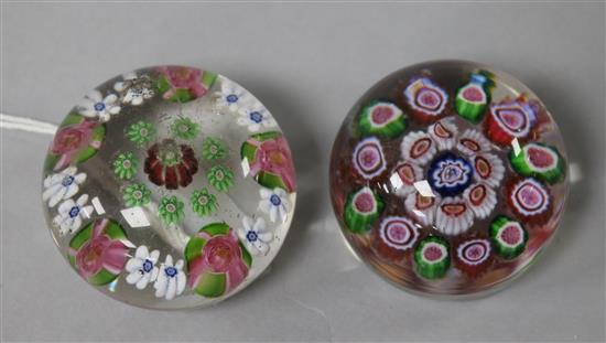 2 19th century glass paperweights